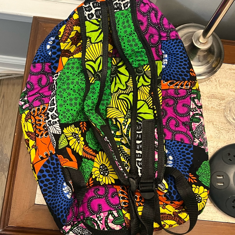 Vibrant Multicolor Floral Patchwork Backpack - Qu… - image 4